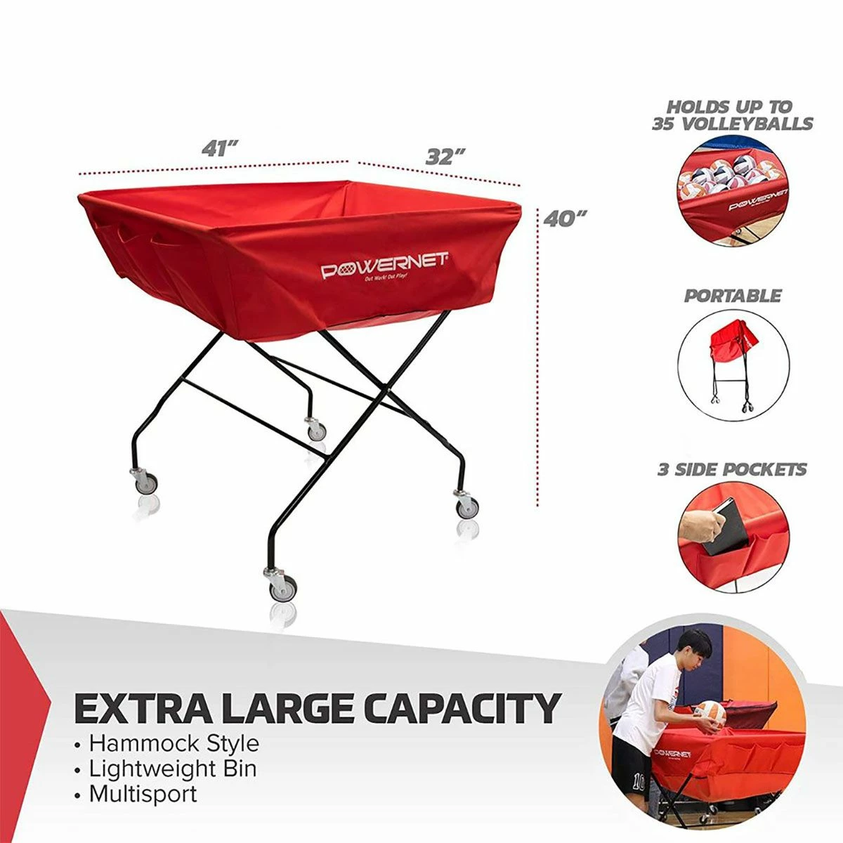 Cheap 🔥 POWERNET Wheeled XL Volleyball Cart 🎁 2 Cheap 🔥 POWERNET Wheeled XL Volleyball Cart 🎁 - Image 2